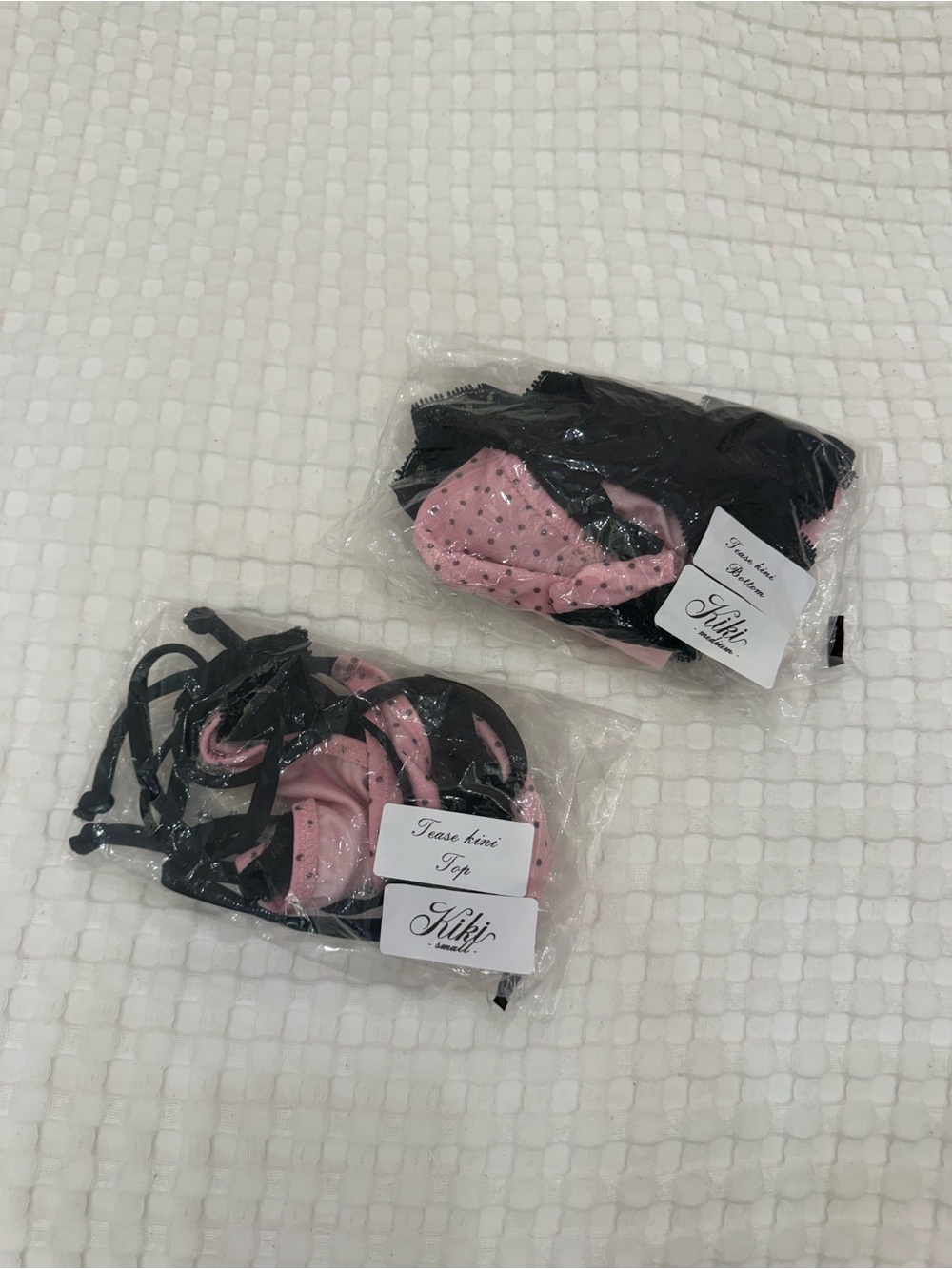 KIKI THE BRAND Tease Kini Top & Bottom Bikini SET - Black Lace Triangle Bikini - Picture 3 of 9
